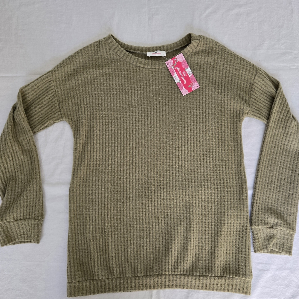 Glamour Farms Taupe Waffle Knit Top